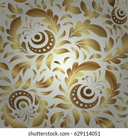 Gold decorations. Luxury golden seamless pattern with stars. Star pattern on a beige backdrop, golden vintage ornament. Vector seamless background.