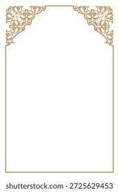 Arco decorativo de ouro moldura vertical com linhas de contorno vintage. 27º