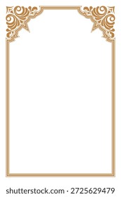 Arco decorativo de ouro moldura vertical com linhas de contorno vintage. 33º