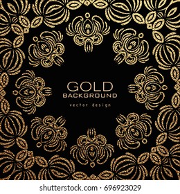 Gold decorative background with mandala ornament. Template design for card, brochure, label, logo, emblem, monogram. Vector illustration