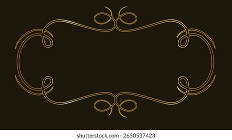 Gold decorative border. Elegant frame. Luxury vector. Stylish design. Ornate illustration. Creative artwork. Visual elements. Decorative frame. Classic style.  
