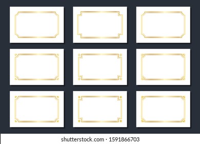 Gold Decorative Borders and Frames. Flat Vector Art Design Template Element