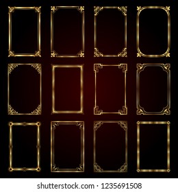 Gold decorative calligraphic frames in retro style