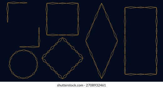 Colección de marco decorativo de oro. Conveniente para la tarjeta de la celebración, invitación, saludo, boda, cumpleaños, partido, día de fiesta. En blanco, certificado, álbum, página, fondo. Vector. 