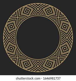 Marco decorativo de oro con el lugar para el texto. Ornamento vectorial minimalista. Monograma, tarjeta de saludo, invitación a la boda. Gráficos vectoriales.