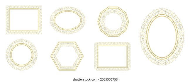 Gold decorative frame set. Vector illustration