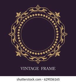 Gold decorative frame. Vector template monogram initials. Elegant vintage luxury emblem logo for restaurants, hotels, bars and boutiques. It can be used to design business cards, invitations.