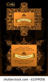 Gold decorative frames. Vector ancient set illustration