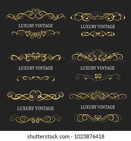 Gold decorative frame.Vintage logo templates Vector. 