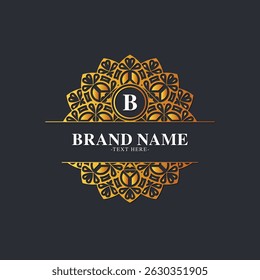  diseño de logotipo decorativo dorado con la letra B