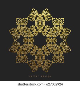 Gold Decorative  Mandala. Golden Vintage, ethnic element. Oriental pattern, vector illustration for wedding invitations, greeting cards. Islam, Arabic, indian, turkish pakistan chinese motifs