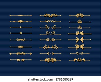 Gold dekorative Ornamente Elemente Set Design von bester Qualität Produkt Thema Vektorgrafik