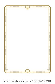 Gold decorative rectangular frame with geometric square pattern.