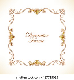 Gold decorative vintage frame. Vector illustration.