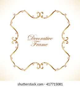 Gold decorative vintage frame. Vector illustration.