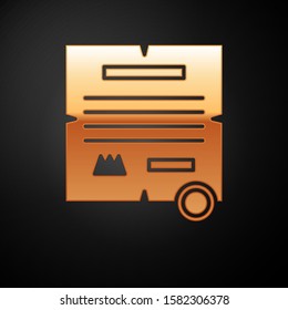 Gold Decree, paper, parchment, scroll icon icon isolated on black background.  Vector Illustration