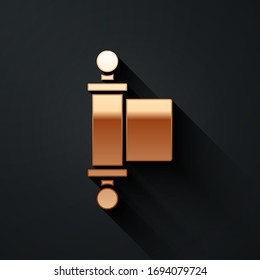 Gold Decree, paper, parchment, scroll icon icon isolated on black background. Chinese scroll. Long shadow style. Vector Illustration