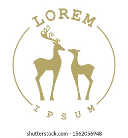 gold deer and doe, vector logo template