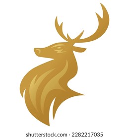 Gold Deer Head Golden Logo Design Mascot Vector Illustration