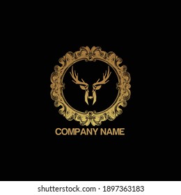 Gold deer head logo, modern and simple concept is perfect for your business