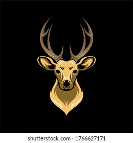 Gold Deer Head mascot logo template vector