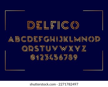 Gold Delfico Font Typografie Creative Alphabet Vektorvorlage