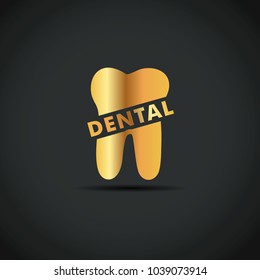 gold dental tooth vector logo