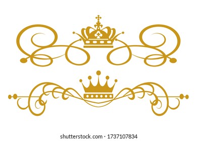 Gold Design Elements. Royal Style, Vintage, Vector