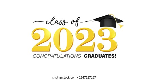 Gold design for graduation ceremony. Class of 2021. Congratulations graduates typography design template for shirt, stamp, logo, card, invitation etc. Vector illustration