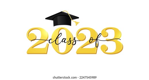 Gold design for graduation ceremony. Class of 2021. Congratulations graduates typography design template for shirt, stamp, logo, card, invitation etc. Vector illustration