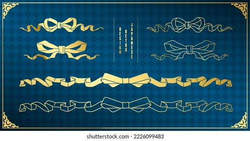 A gold design ribbon set.It is vector data that is easy to edit.