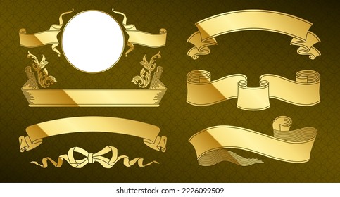 Ein kleines Label-Set mit goldenem Design. Es sind Vektordaten, die einfach zu bearbeiten sind.