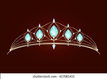 Gold diadem with diamonds and topazes