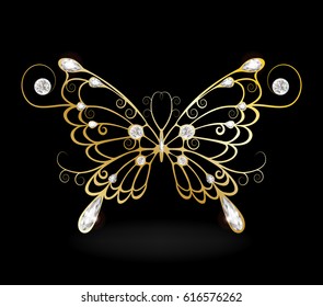 Gold and diamond butterfly