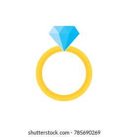 gold diamond engagement ring- vector illustration