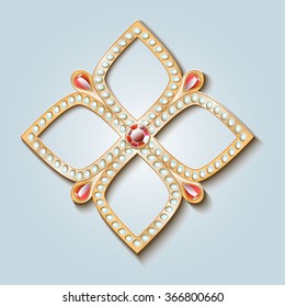 gold diamond with gems on light background