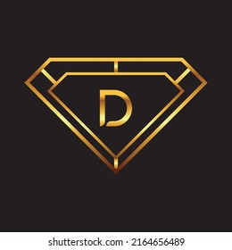 Gold Diamond Initial D Logo Design-Vorlage Premium