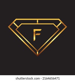 Gold Diamond Initial F logo design template Premium