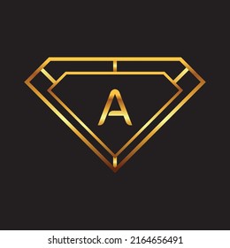 Modelo de diseño de logotipo Gold Diamond Inicial A Premium