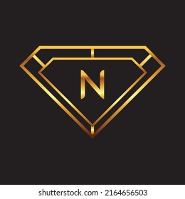 Plantilla de diseño del logotipo inicial N de oro Premium
