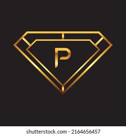 Gold Diamond Initial P Logo Design Stock Vector (Royalty Free