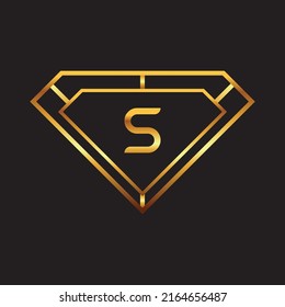 Gold Diamond Initial S Logo Design-Vorlage Premium