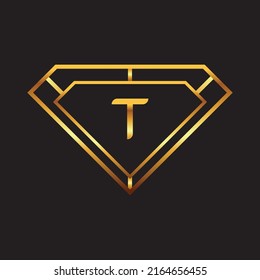 Gold Diamond Initial T logo design template Premium