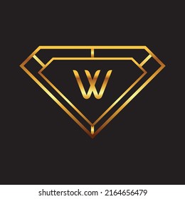 Gold Diamond Initial W logo design template Premium