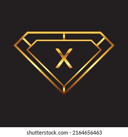 Patrón de diseño del logotipo inicial del diamante dorado x Premium