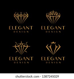 Gold Diamond and jewellery elegant logo vector set design