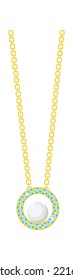 Gold Diamond Necklace With Pearl