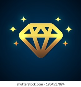 Gold diamond on a blue background