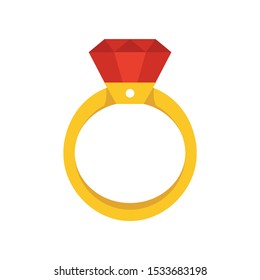 Gold diamond ring icon. Flat illustration of gold diamond ring vector icon for web design