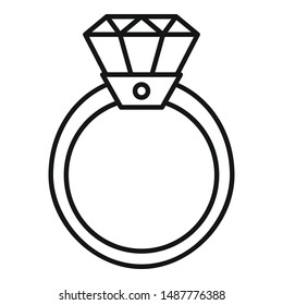 Gold diamond ring icon. Outline gold diamond ring vector icon for web design isolated on white background